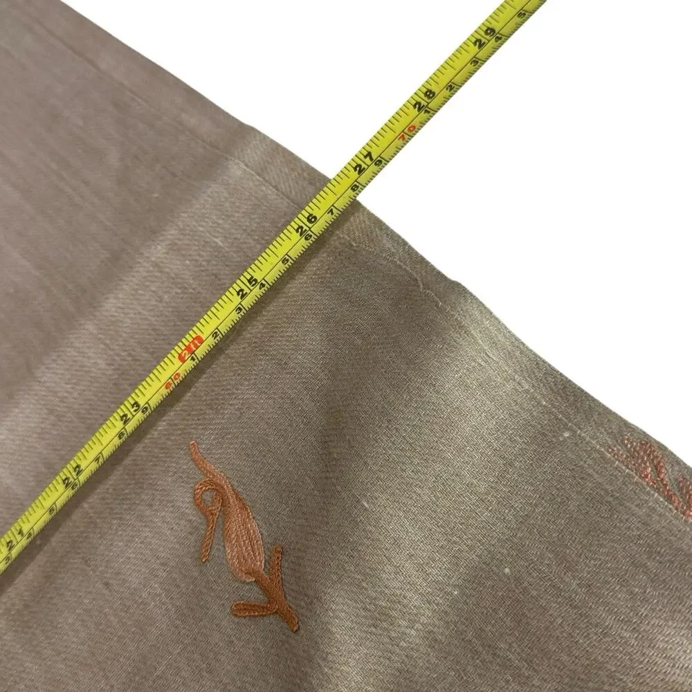 kashmir beige silk embroidered shawl wrap Damage 26 X 76 In